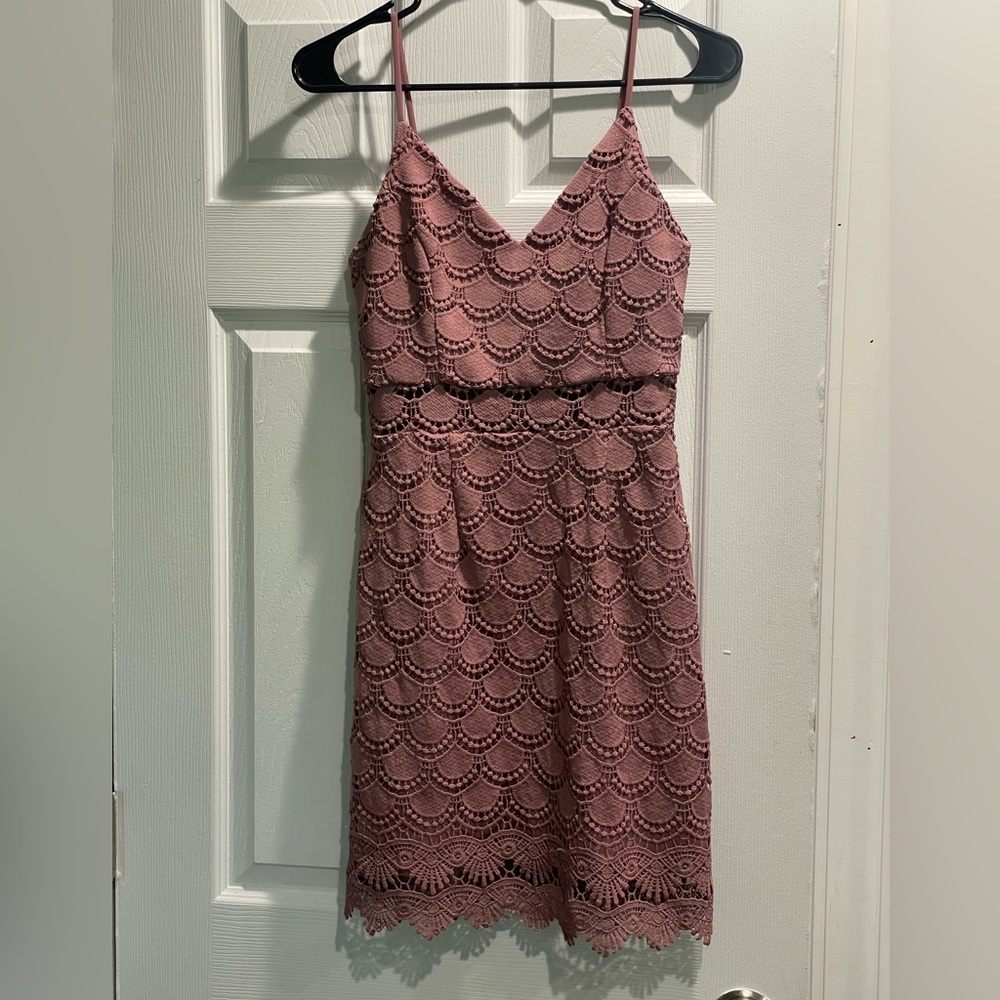 Aqua scalloped mini dress